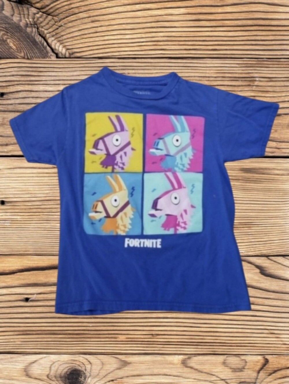 FORTNITE BOYS/GIRLS LARGE BLUE SHORT SLEEVE T-SHIRT